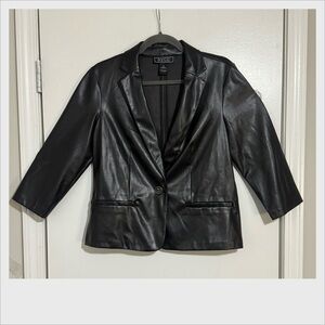 NYC Black Faux Leather Blazer Jacket